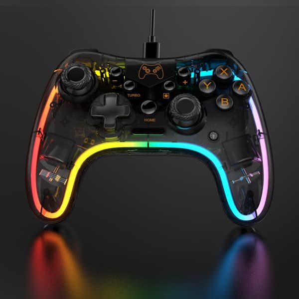 1-pak Switch spilcontroller neon RGB farverig lysende Switch kablet spilcontroller