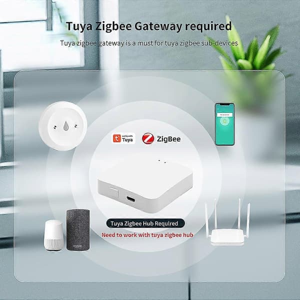 1-3st Vattenläckagedetektor Zigbee Vattenlarmsensor Kompatibel med Smart Life Tuya