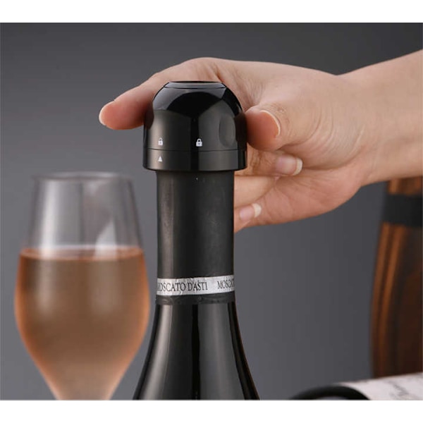 Champagne-/Vinkork - Vakuumtätning - Svart Propp