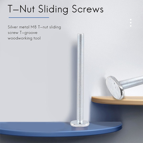 12st Skruvfäste Verktyg M8X100mm Drop-in Stud T-Mutter Glidande för 30 Serie Geringsspår Träbearbetning