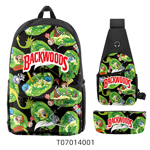 Uusi sarjakuva BACKWOODS kolmiosainen koululaukku ala- ja yläkoululaisille