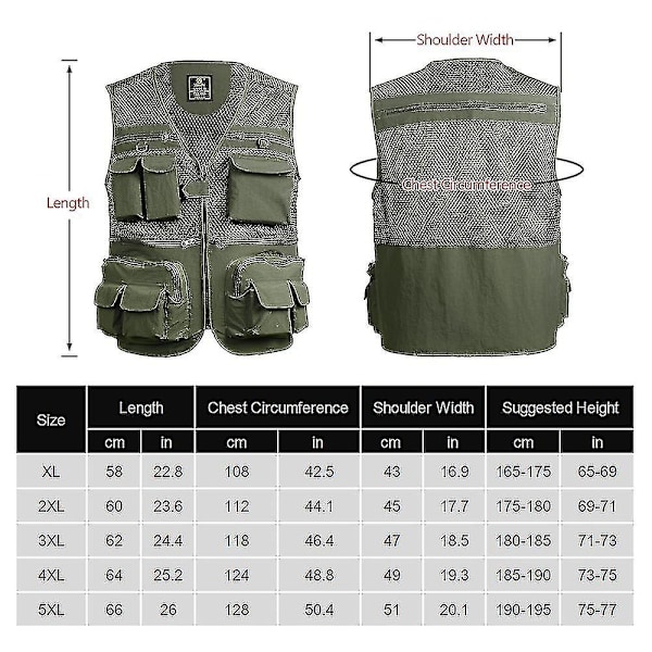 Fiskeväst Andningsbar Fiske Resa Mesh Väst Med Dragkedja Fickor Sommar Arbetsväst För Utomhusaktiviteter-YuJia