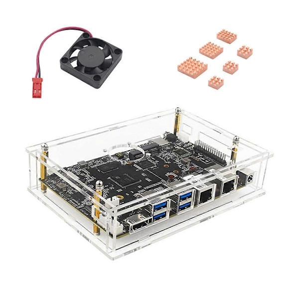 Til Banana Pi -F3 Akryl Kabinet Transparent Beskyttende Skal med Køleventilator til Banana Pi -F3 Deve