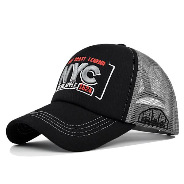 NYC brodert baseballcaps tredimensjonalt brodert andebill caps mesh caps personlig brodert buet brem solhatt 1 stk svart gul