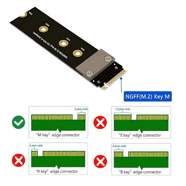 M.2(NGFF) Key M NVMe SSD Forlængerkabel PCIe3.0 X4 4 Understøtter Kun M.2 Key M Interface SS