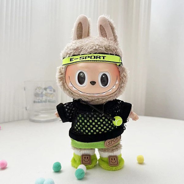 Tennisprinsen, (endast kläder) 17cm macaron Labubu Time to chill dockkläder