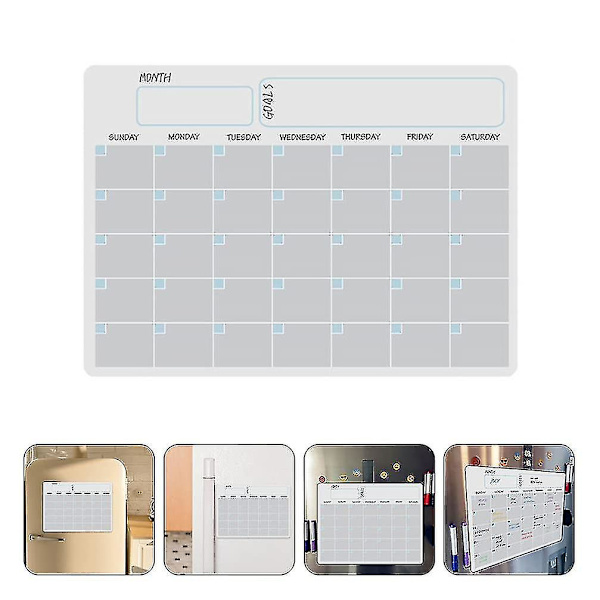 Magnetisk kalender torr radera veckovis månadskalender planerare kylskåp whiteboard