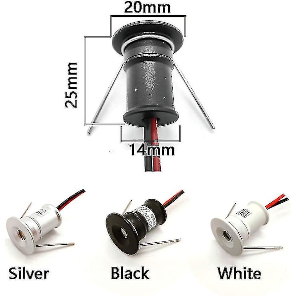 2024 Sort 9 stk. Mini 12V 1W LED Loftlys Indbyggede Spotlys IP65, 3000K (120, Varmt Hvidt)