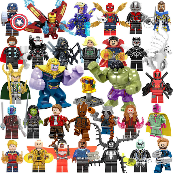 32-osainen Avengers-sarjakuva minihahmojen ja DC-minihahmojen setti lapsille, värikäs
