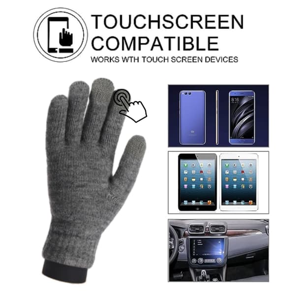 Vinterhandsker til kvinder Touchscreen dobbelt cashmere elastisk varmt strikfor koldt vejr varme handsker