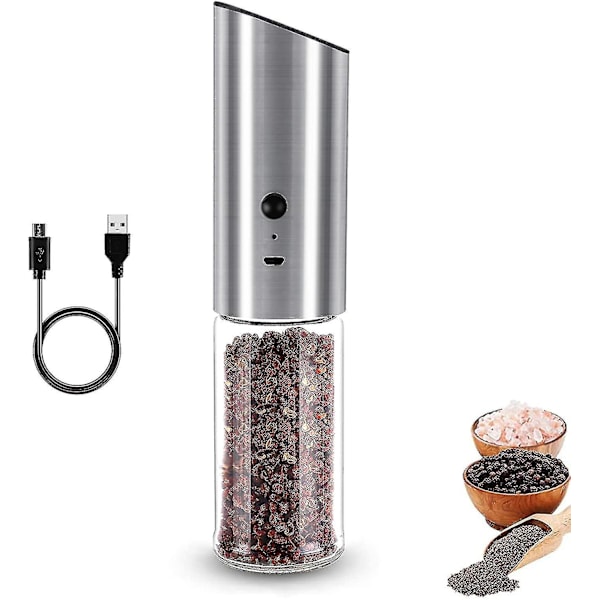 Rechargeable Electric Pepper Mill, Electric Pepper Mill, Automatic Gravity-operated Salt And Pepper Mill, Usb Rechargeable, High Capacity Adjustable C