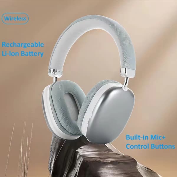 Sammenleggbare Over-Ear Bluetooth-hodetelefoner Trådløst Stereo Headset med Mikrofon silver