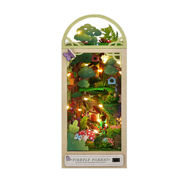 1 st DIY-stuga Firefly Forest Handmonterad tredimensionell bokstöd litet hus miniatyrmodell leksak