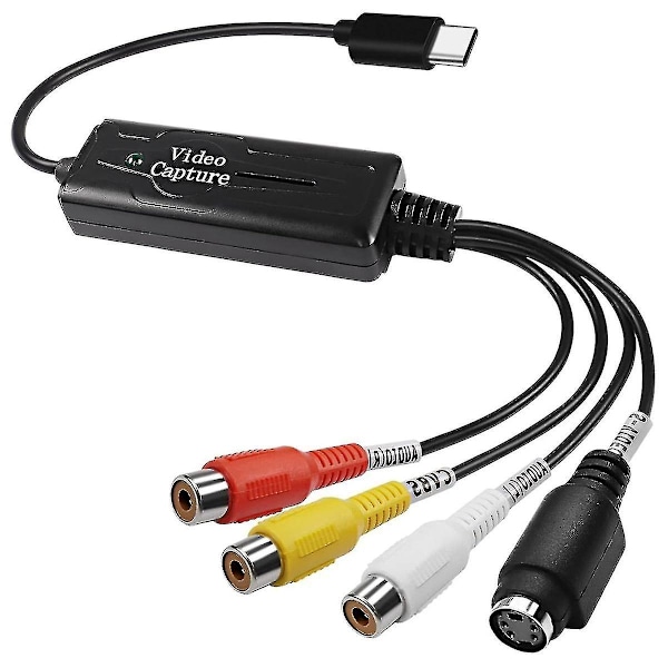 RCA AV till USB C-omvandlare Videokort Adapter 1 Kanal AV NTSC PAL Video S Video/Komposit till USB-omvandlare