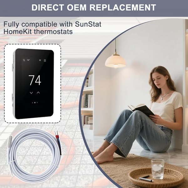 Gulvtemperatursensor, gulvvarmegulvsonde gulvvarme termostat tilbehør gulvtemperatursensor sonde kabel 3 meter