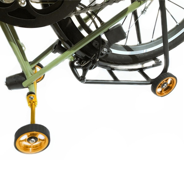 Folding Bike Widen Easy Wheel & Telescopic Rod Extension Bar för bakre lastställ Easywheel Teleskopstång, Guld