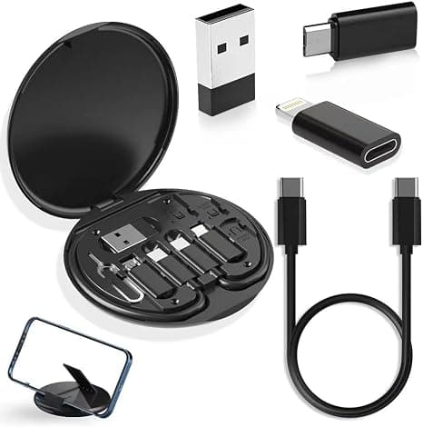 Multifunktionelt opladningssæt | Lightning til USB-C-adapter, Micro USB-kabel, bærbart etui med SIM-udskubningsnål