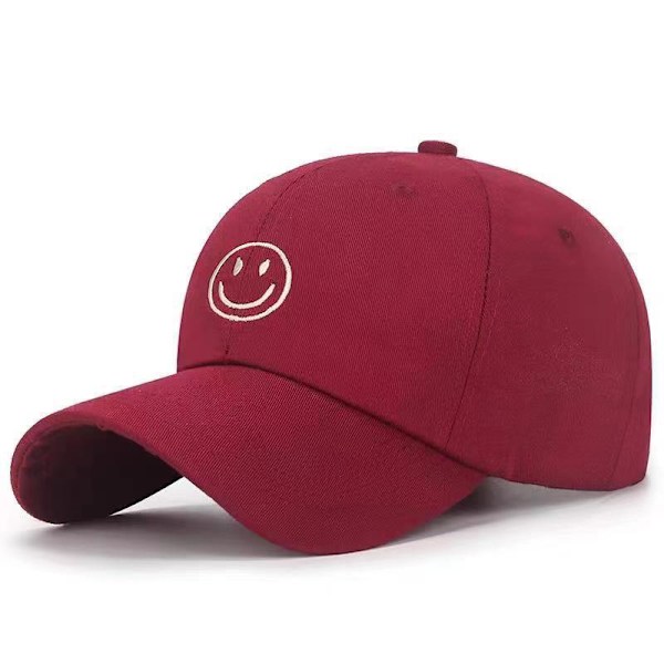 Duckbill kasket med polyester bomuld broderet smiley ansigt, unisex par baseball kasket, soltæt åndbar hat