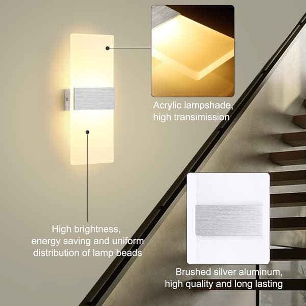 Moderne LED Innendørs Vegglampe 6W, Varm Hvit