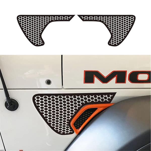 Side Vent Honeycomb Decals, Præskåret Sort PVC Sticker til JL / JT 2018-2024