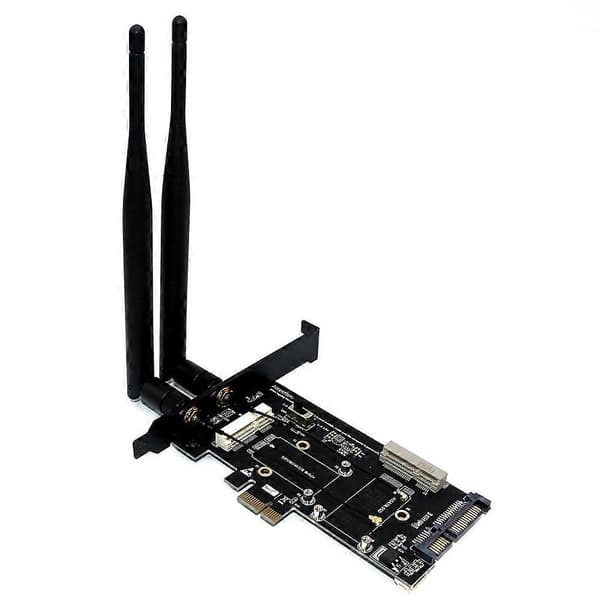 Mini PCI-E til PCI-E 1X Adapter med SIM-kort Slot, MSATA SSD til SATA 3.0 Adapter 2 i 1 Konverter Ca