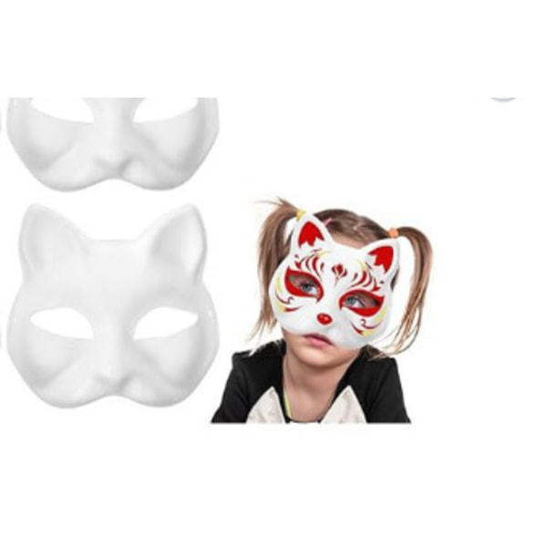 10 st Kattmask DIY Vit Embryo Pappersmassa Mask Tom Mask Halloween Mask Kreativ Maskerad Mask