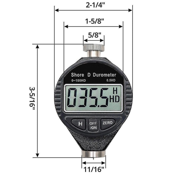 0-100hd Shore D Hårdhed Durometer Digital Durometer-skala med LCD-skærm til gummi, plast, F