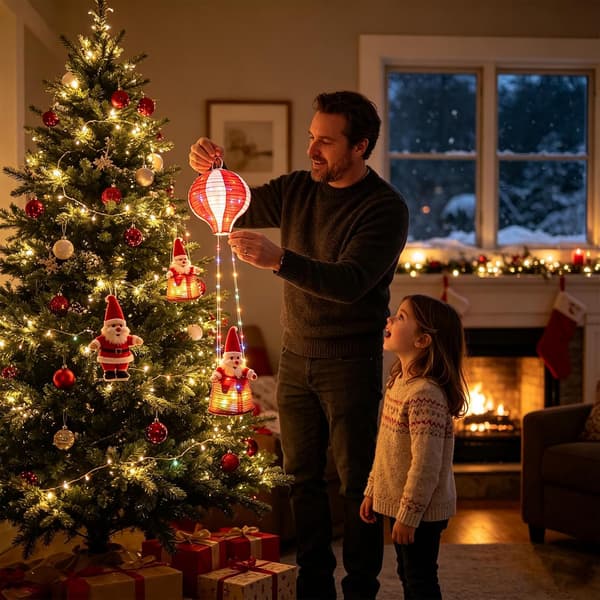 99 cm Jul Tomte Luftballong Lykta, Juldekoration