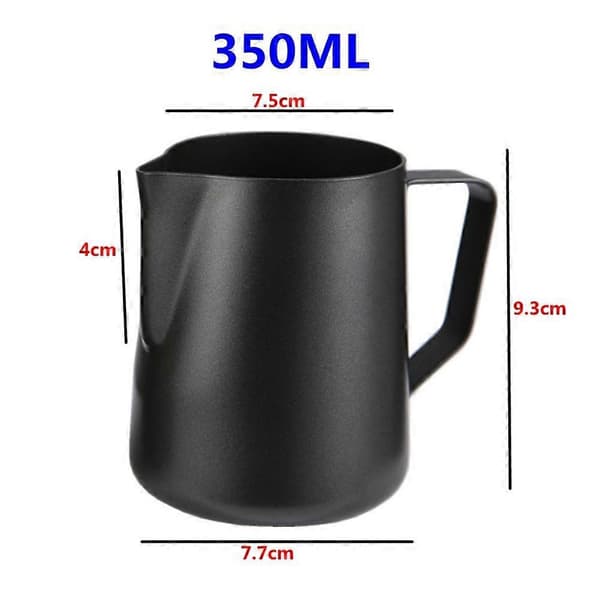 304 Rustfrit Stål Mælkeskummer Kande - 350/600ml Sort Kaffekop Krus