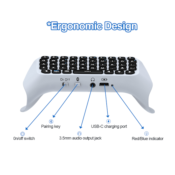 PS5-ohjain langaton Bluetooth-ulkoinen näppäimistö sisäänrakennetulla kaiuttimella äänikeskustelun syöttöön näppäimistöPelilisävarusteet