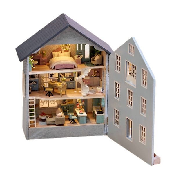 1 st miniatyr scen mini Molan Manor montering handgjord DIY litet hus Zhiqu House kreativt barn