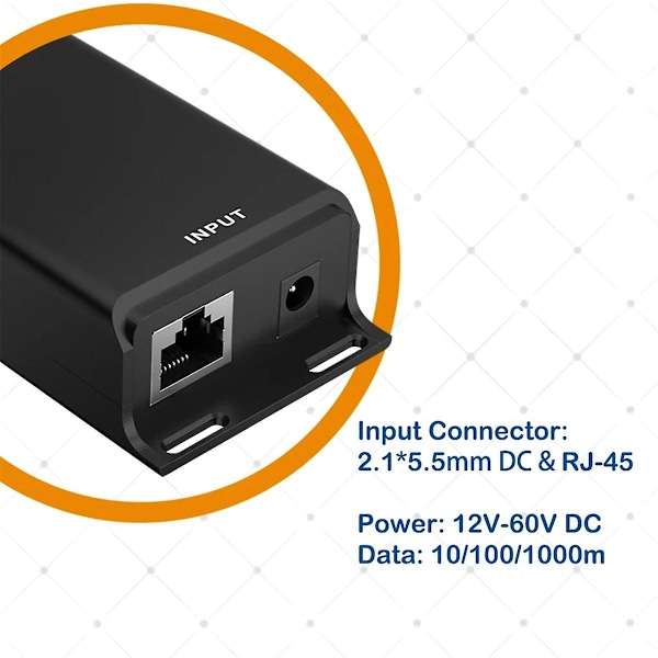 Gigabit PoE-injektor 12V till 24V PoE-omvandlare för solenergiomvandlingar 12-60V Ingång 24V Passiv PoE Ut