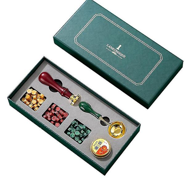 Blå Påfågel Europeisk Stil Retro Scepter Eldfärg Tryck, Vintage Vax Sigill Stämpel Med Sigillvax Stämpel, Vax Sigill Pärlor Med Presentask.