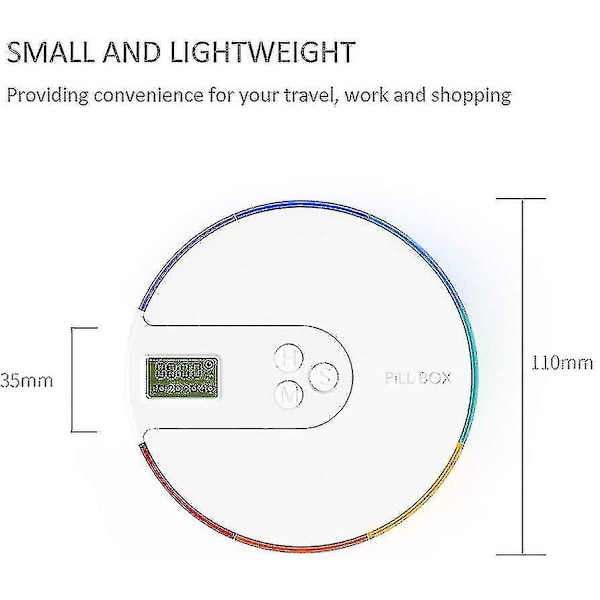 Ugentlig pillebeholder med alarm - 7-dages medicinpilleorganisator med alarmer pr. dag - bærbar smart pilleæske - YuJia