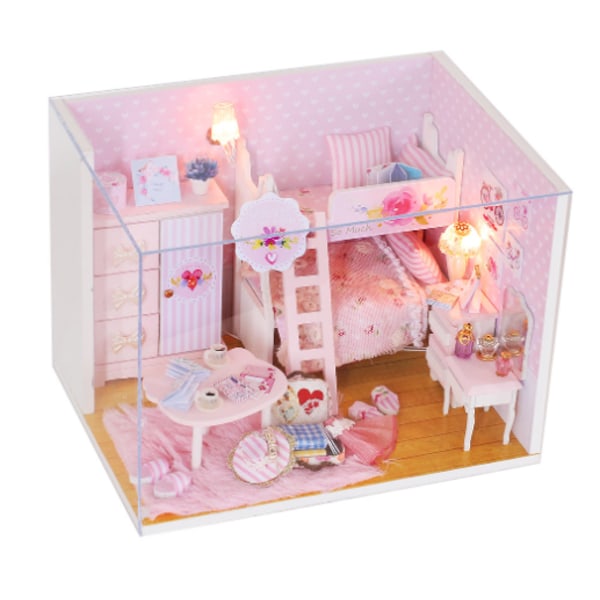 DIY-stuga handgjord kreativ prinsesshusmodell kreativ presentfigur, kreativa tredimensionella prydnader, f