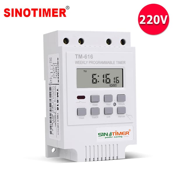 TM616W-2 hvid programmerbar 7-dages ugentlig gadebelysning timer switch tidskontrol 220V