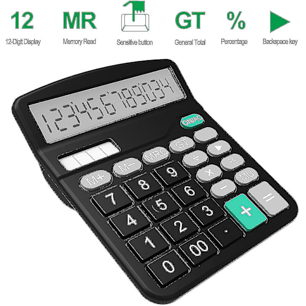 Sxbd lommeregner, standard lommeregner til skrivebord, sort