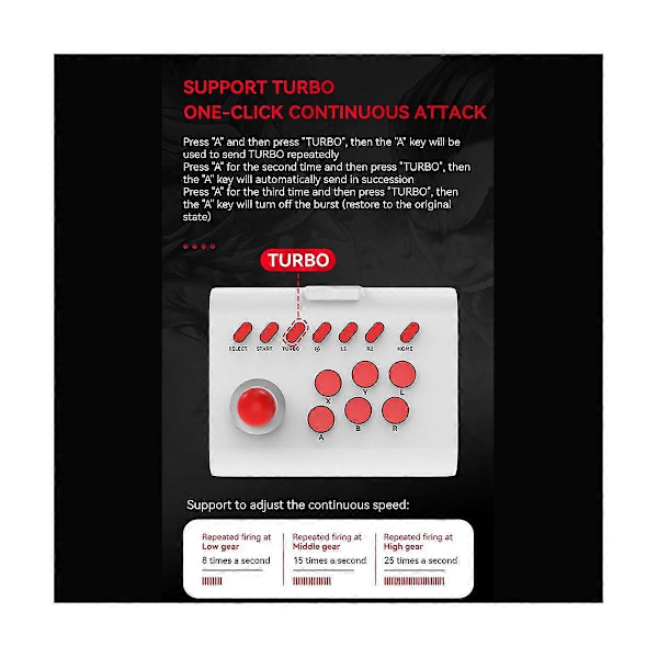 Trådløs Arcade Spilkonsol Bluetooth Joystick Controller til PS3 Box PC Mobiltelefon A