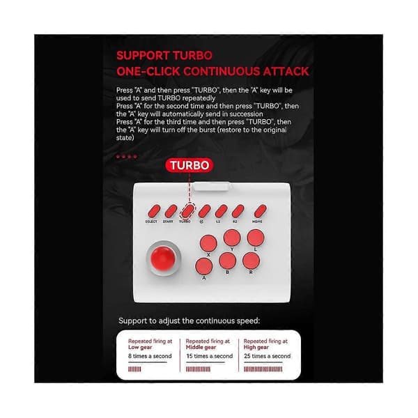 Trådløs Arcade Spillkonsoll Bluetooth Joystick Kontroller for PS3 Box PC Mobiltelefon A