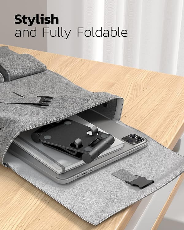 Justerbart Mobiltelefonstativ til Bord, Foldbart Aluminium til Kompatible Alle Smartphones