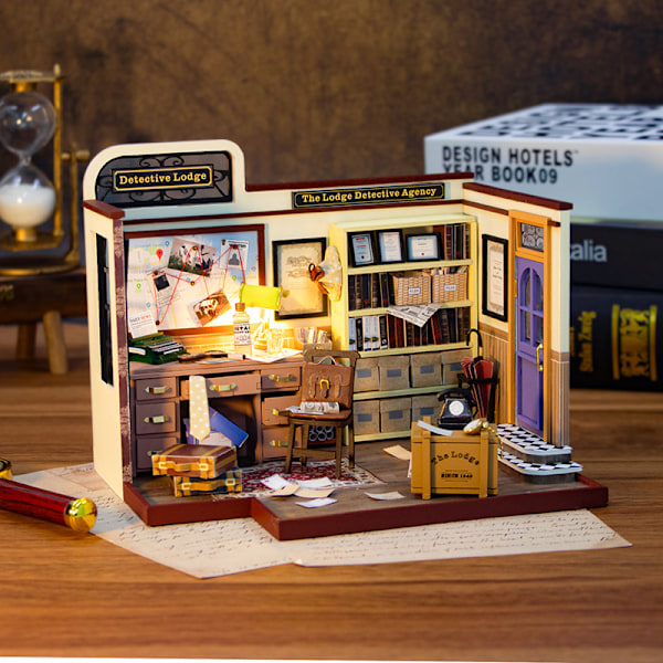 Mini Magic Detective Agency Scene DIY Hut Building Model House Creative Handmade 3D Puzzle Model Stereo Puzzle