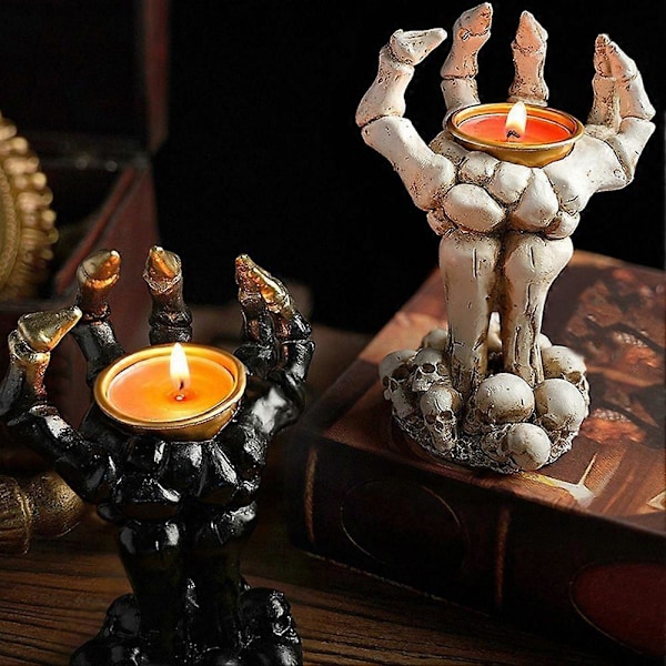 Halloween Lysestake Skjelett Spøkelse Hånd Lysestake Resin Ornament Spøkelsesfestival Lysestakeholder