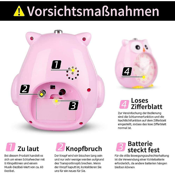 Barnklocka utan tickande, barnklocka med nattlampa - mxbc