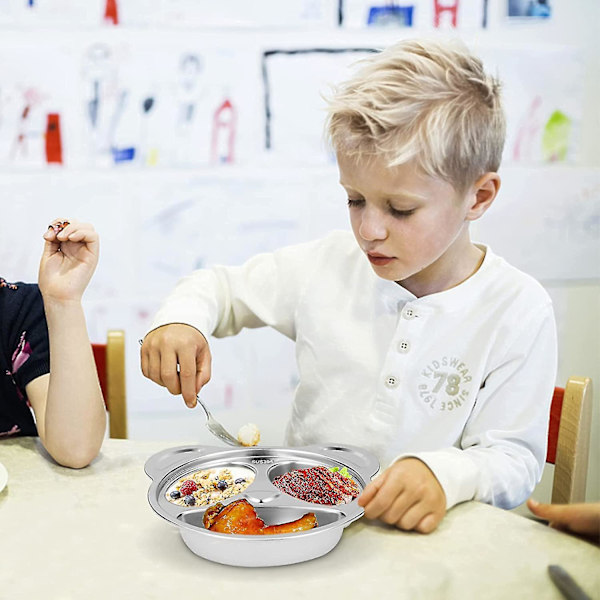 Ruostumattomasta teräksestä valmistettu panda-tyyppinen lasten jakolounasvati 1 kpl-mxbc