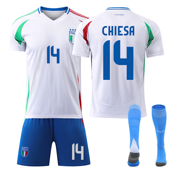 2024 EM-tröja Italien borta Federico Chiesa nr 14 fotbollströja barnset storlek: 22