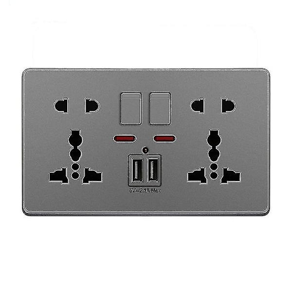 Multifunction Uk 13a Wall Socket Push Button 2.1a Double Usb-mxbc