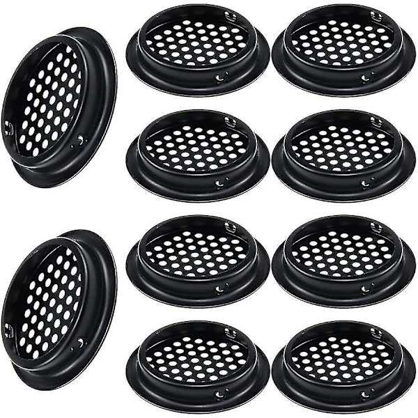 Rund Ventilasjonrist 10 Stykker Rund Utendørs Ventilasjonrist 53 Mm Rustfritt Stål Svart Ventilasjonrist Oppretthold Luftstrøm For Kjøkkenskap S