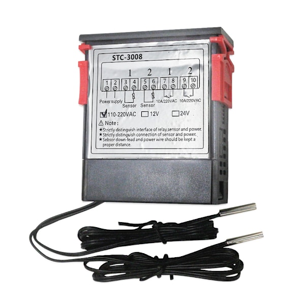STC-3008 Dator Digital Display Intelligent Dubbel Kontroll Elektronisk Termostat Justerbar Termostatbrytare