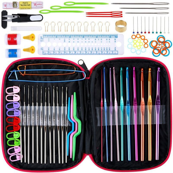 New Metal Crochet Hook Set Combination Pack Colorful Aluminum Yarn Crochet Multiple Knitting Tools 100 Piece S