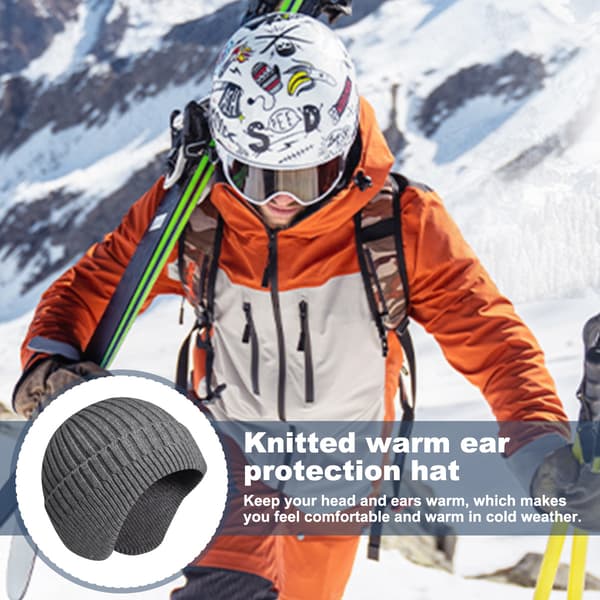 Stickad mössa för män och kvinnor med öronlappar, vintermössor, varma skull-mössor